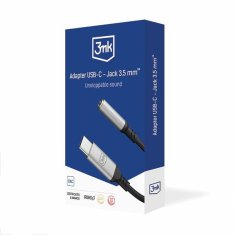 3MK USB-C adapter Jack 3.5mm DAC crni