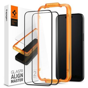 Spigen Kaljeno staklo za iPhone 15 crni okvir