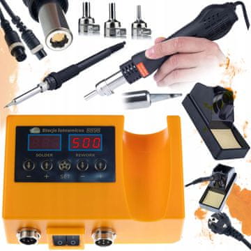 Rosfix 2-u-1 stanica za lemljenje (vrući zrak i 900M) Orange Husky OH660 Electric S Series + Blue Lark 80W BL80W Iron lemilica s priborom