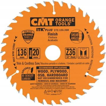 CMT Pila za drvo 136x20x36Z / Univerzalno rezanje