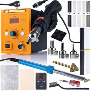 Rosfix Set: Stanica za lemljenje vrućim zrakom 858D + lemilo Blue Lark 80W BL80W s setom pribora (plastika, mrežica) + Prowelder Kit Mini