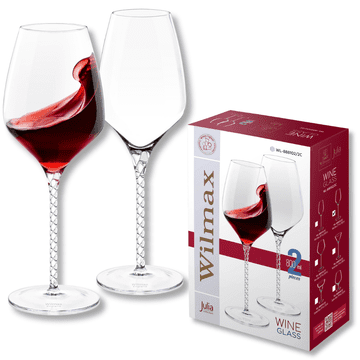 Wilmax Julia ručno izrađene čaše za vino, 2 komada, 800 ml, perivo u perilici posuđa, moderne čaše za bijelo vino, otporne na tamnjenje