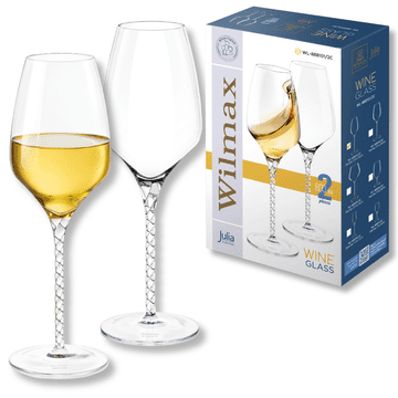 Wilmax čaše za vino - set od 2 - 600 ml - čaše za bijelo i crno vino - perivo u perilici posuđa - moderne čaše za bijelo vino - kristalne čaše -