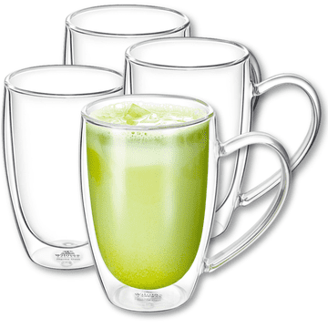 Wilmax dvoslojne termalne čaše s ručkom | set od 4 čaše za latte macchiato | set od 4 čaše za latte macchiato | čaše za cappuccino s ručkom | čaše za kavu