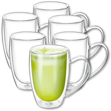 Wilmax dvoslojne termalne čaše s ručkom | set od 6 čaša za latte macchiato | set od 6 čaša za latte macchiato | čaše za cappuccino s ručkom | čaše za kavu