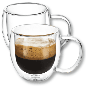 Wilmax termo čaše s dvostrukom stijenkom i ručkom | set od 2 | 250 ml | čaše za piće | termo šalice | čaše za čaj | set čaša za latte macchiato