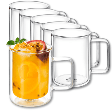 Wilmax termo čaše s dvostrukim stijenkama - 400 ml - set od 6 šalica za kavu - šalice za Cappuccino Latte Macchiato Espresso Mocha - čaše za kavu