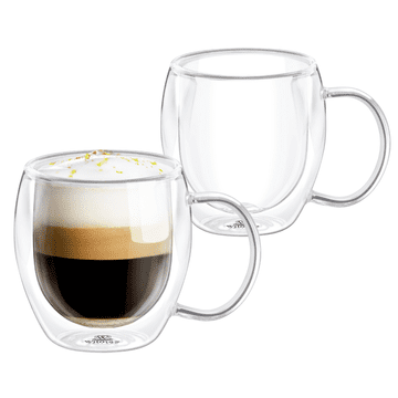 Wilmax termo čaše s dvostrukom stijenkom i ručkom | set od 4 | 250 ml | čaše za piće | termo šalice | čaše za čaj | set čaša za latte macchiato