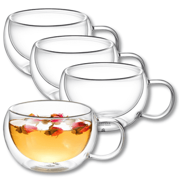 Wilmax | termo čaše s ručkom | set od 4 | 300 ml | čaše za kavu s dvostrukom stijenkom | set čaša za latte macchiato | čaše za cappuccino s ručkom | čaše za čaj
