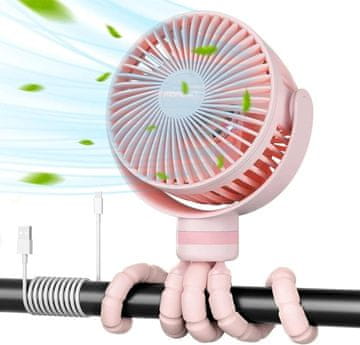 Momcozy Momcozy prijenosni ventilator za kolica, rozi, 8000mAh