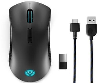 Lenovo Lenovo Legion M600 Bežični gaming miš RF + Bluetooth + USB-A, 16000 DPI, crna