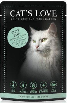LJUBAV PREMA MAČKAMA | Hrana za mačke u prirodnom želeu | Vrećica od 85 g - Odrasla mačka | Puretina 85 g