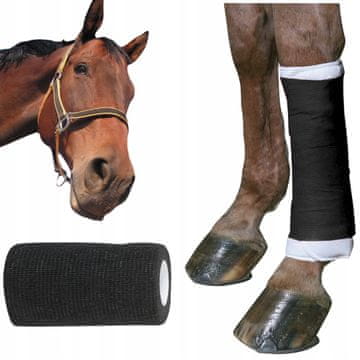 Kerbl EquiLastic samoljepljivi zavoj za konje, CRNA, širine 10 cm x 4,5 m,