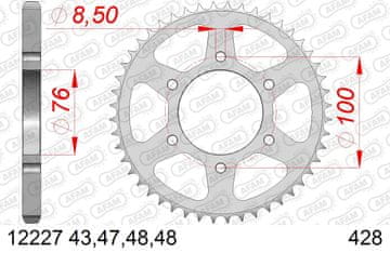 Stražnji lančanik Steel za lanac 428 kod 12227-48
