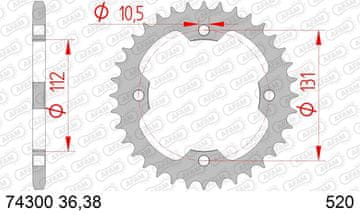 Stražnji lančanik Steel za lanac 520 kod 74300-38