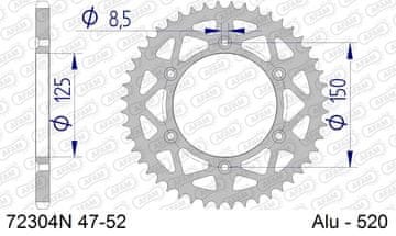 aluminijski stražnji lančanik za lanac 520 kod 72304N-50