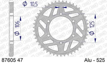 aluminijski stražnji lančanik za lanac 525 kod 87605-47