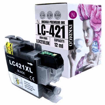 Tinta Inkdigo LC421XLBK kompatibilna s Brother DCP-J1050DW MFC-J1010DW, TÜV certifikat