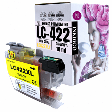 Tinta Inkdigo LC422XLY kompatibilna s Brother MFC-J5340DW MFC-J6540DW TÜV certificirana