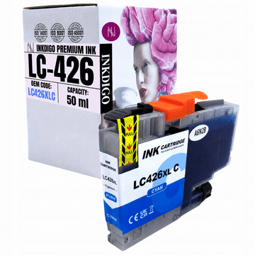Tinta Inkdigo LC426XLC kompatibilna s Brother MFC-J4335DW MFC-J4535DW TÜV certificirana