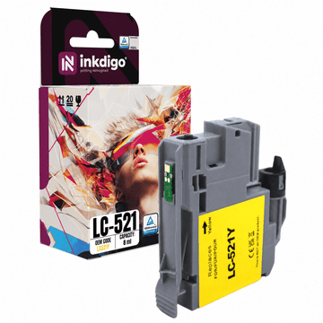 Tinta Inkdigo LC521Y kompatibilna s Brother DCP-J1260W DCP-J1313DW TÜV certificirano