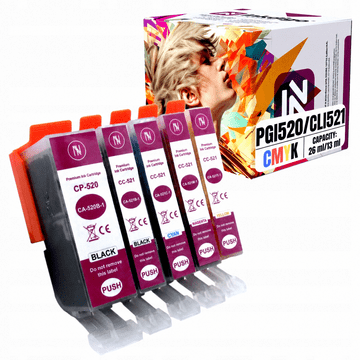 Tinta Inkdigo PGI520 CLI521 kompatibilna s Canon Pixma IP3600 MP540 MX860, TÜV certifikat