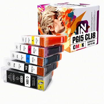 Tinta Inkdigo PGI5 CLI8 kompatibilna s Canon Pixma IP3300 IX4000 MP500 MX700, TÜV certifikat