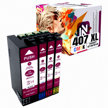 Tinta Inkdigo 407XL kompatibilna s Epson WorkForce Pro WF-4745DTWF, TÜV certifikat