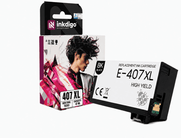 Tinta Inkdigo 407XL BK kompatibilna s Epson WorkForce Pro WF-4745DTWF, TÜV certifikat