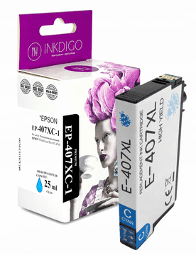 Tinta Inkdigo 407XL C kompatibilna s Epson WorkForce Pro WF-4745DTWF, TÜV certifikat