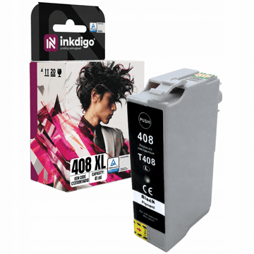 Tinta Inkdigo 408XL BK kompatibilna s Epson WorkForce Pro WF-C4310DW, TÜV certifikat