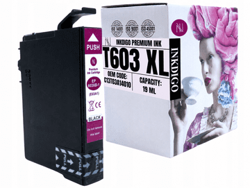 Tinta Inkdigo 603XL BK kompatibilna s Epson WorkForce WF-2870DWF 2810DWF, TÜV certifikat