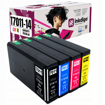 Tinta Inkdigo T7011-T7014 kompatibilna s Epson WorkForce Pro WP4015DN WP4530, TÜV certifikat