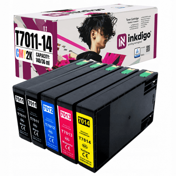 Tinta Inkdigo T7011-T7014 kompatibilna s Epson WorkForce Pro WP4015DN WP4530, TÜV certifikat