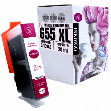 Tinta Inkdigo 655 XL BK kompatibilna s HP DeskJet InkAdvantage3525 TÜV certifikatom