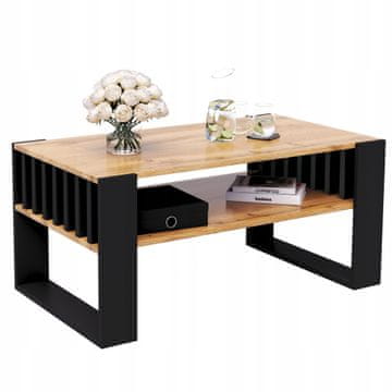 Klub stolić s letvicama 90x50 WOTAN/BLACK LOFT