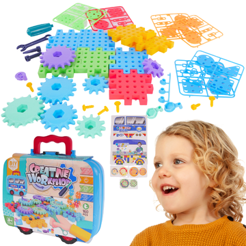 Set za majstore, slagalica s koferom, Montessori slagalica, blokovi, vijci