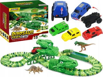 VELIKI fleksibilni DINOSAUR automobil trkaća staza dino automobili 120 dijelova
