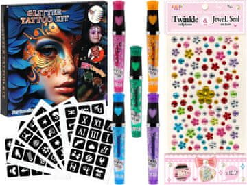 Komplet za tetoviranje s glitterom Šablone za tetoviranje s glitterom Naljepnice