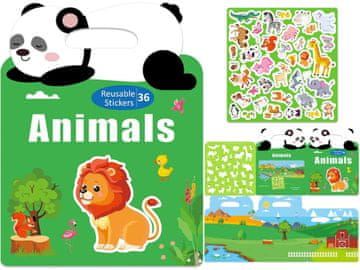 KNJIGA S 36 VIŠEKRATNIH NALJEPNICA ŽIVOTINJE LAV ZEBRA