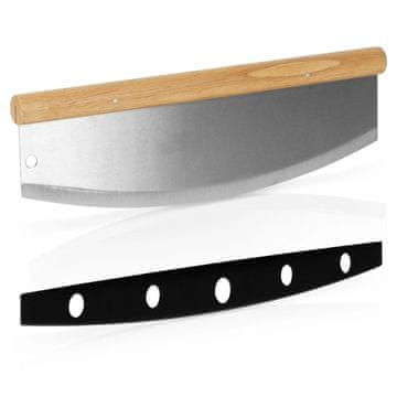 Northix Nož za pizzu od nehrđajućeg čelika 35x12 cm s bambusovom drškom