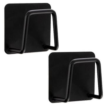 Northix Crne metalne kuke za lijepljenje, 4,8 x 4,8 cm, set od 2