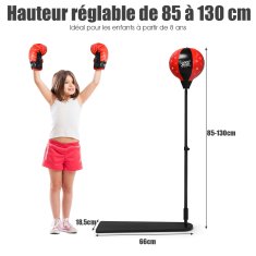 Northix Dječji set boksačkih lopti – podesivi 85-130 cm, rukavice, pumpa