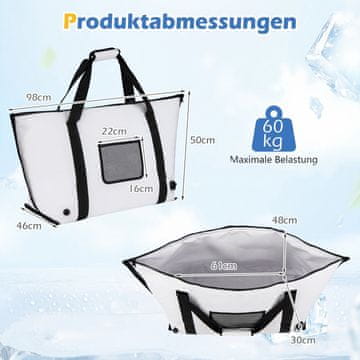 Northix Izolirana torba za hlađenje za ribolov, 98 cm vodootporna PVC torba, odvodni ventil