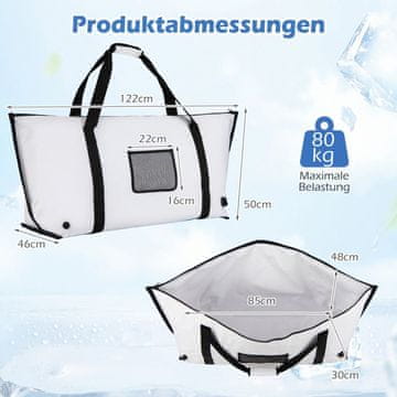Northix Izolirana torba za hlađenje ribe 122 cm, nepropusna, s ispusnim ventilom