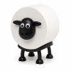 HOME & MARKER® Dekorativni držač rezervne role toaletnog papira, ovčica, bez bušenja i alata, crni ABS dizajn 16 cm | ROLLSHEEP
