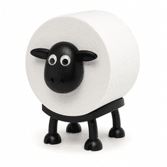 HOME & MARKER® Dekorativni držač rezervne role toaletnog papira, ovčica, bez bušenja i alata, crni ABS dizajn 16 cm | ROLLSHEEP