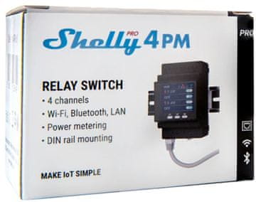 Shelly "Pro 4PM" pametni prekidač LAN Wi-Fi i BT četverokanalni 40A mjerač energije (3800235268049)