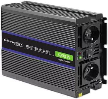 Qoltec Monolith 3000 MS Wave 1500 W/3000 W 12 V na 230 V automobilski pretvarač (5901878519272)