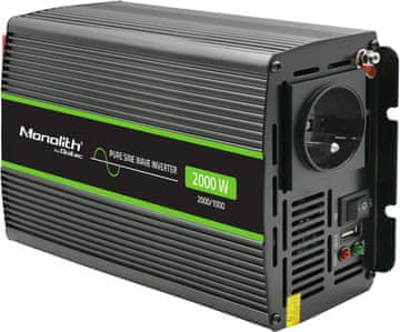 Qoltec Monolith 1000W/2000W automobilski inverter 12V na 230V čisti sinus (51934) (5901878519340)